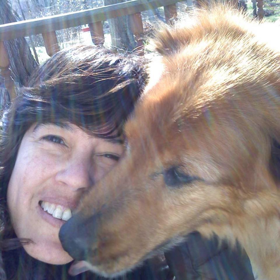 ./Lenora Quvus with her dog - a REAL dog - Lenora Quvus promises to try to be as kind to AnneRose - 11150227_384232268439212_9148079972409512027_n.jpg